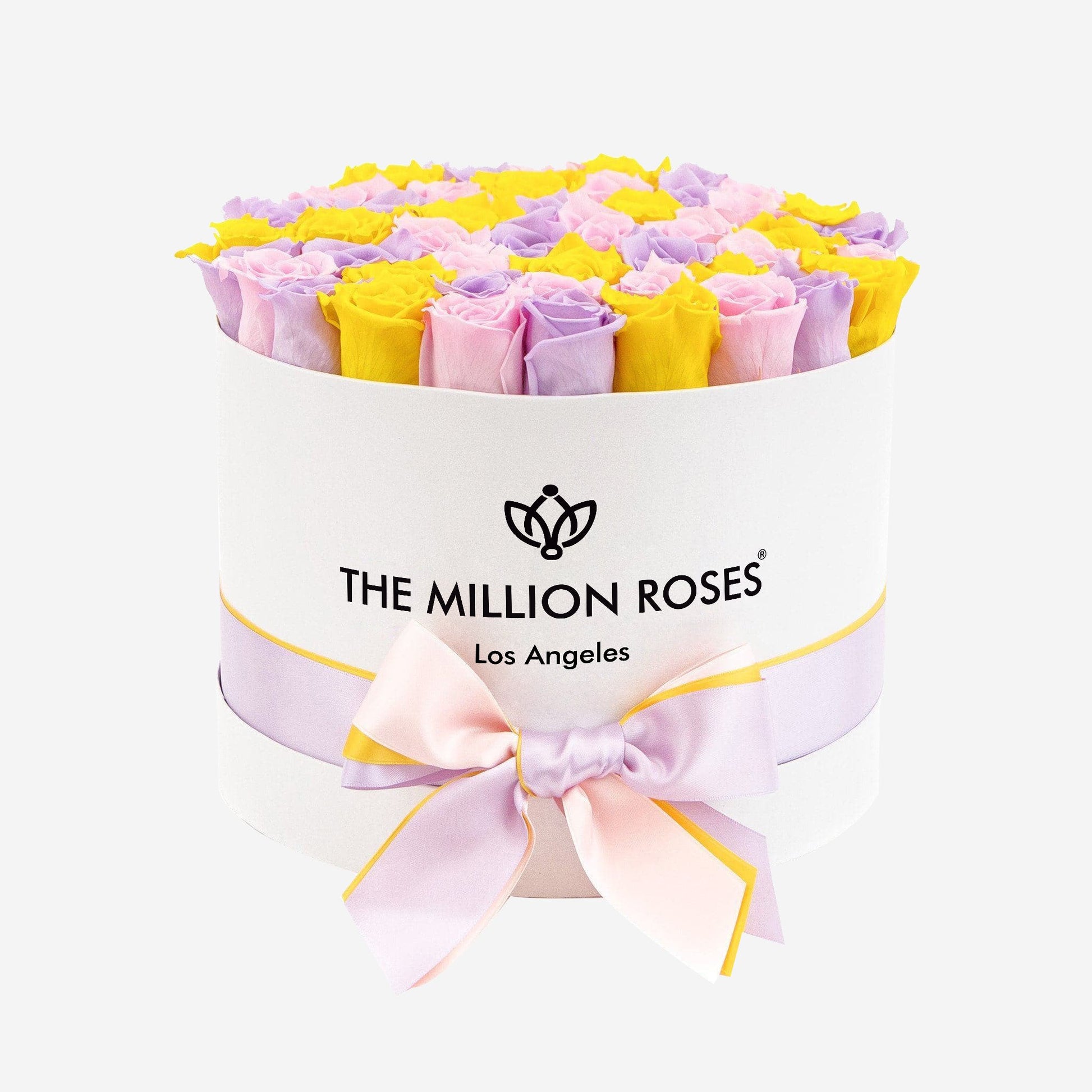 Supreme Caja Blanca | Rosas Amarillas & Rosado & Lavanda | The Million Roses