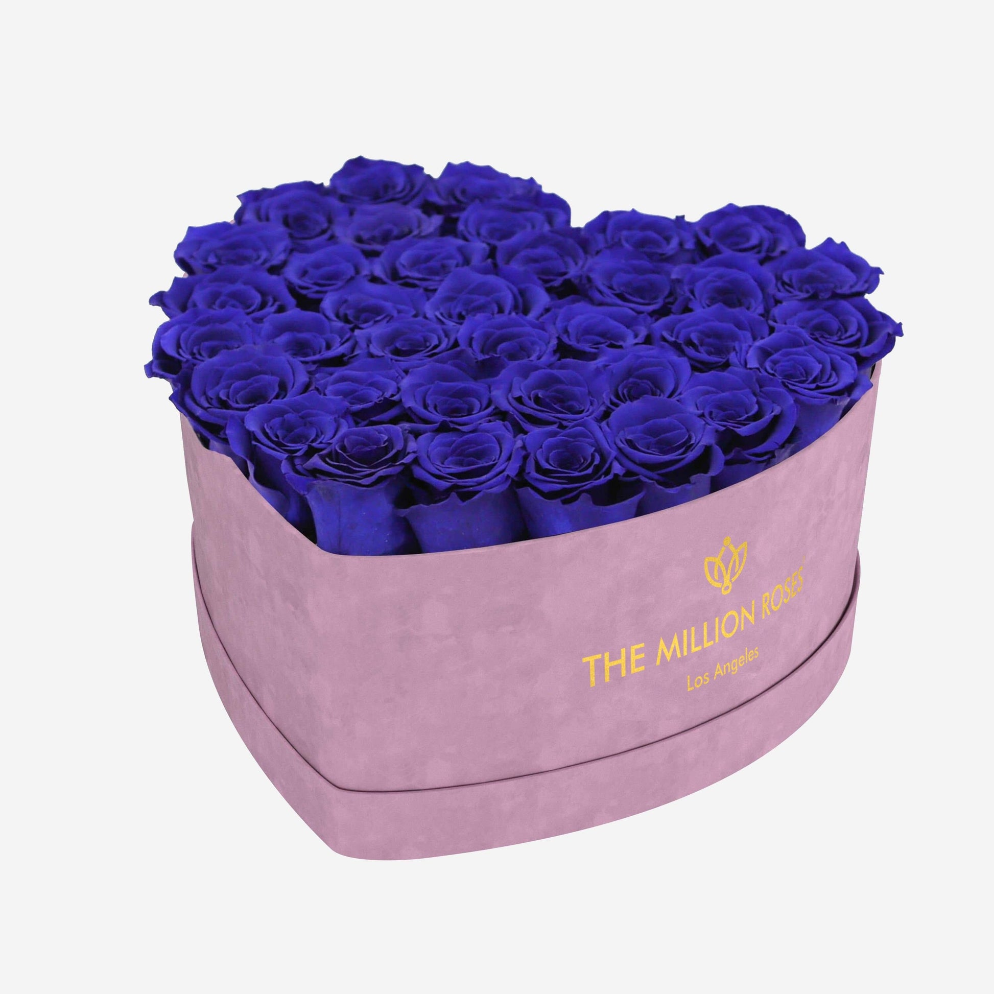 Heart Caja de Gamuza Rosado Pastel | Rosas Azul Rey | The Million Roses