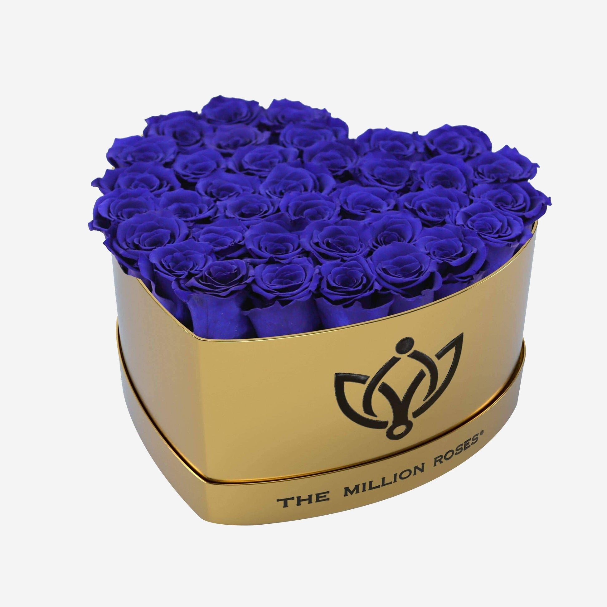 Heart Caja Espejo Dorada | Rosas Azul Rey | The Million Roses