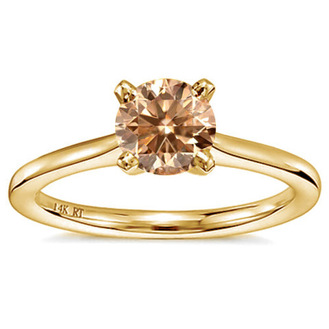 0.210ct Chocolate Diamond 14K Solid Yellow Gold Solitaire Engagement R ...