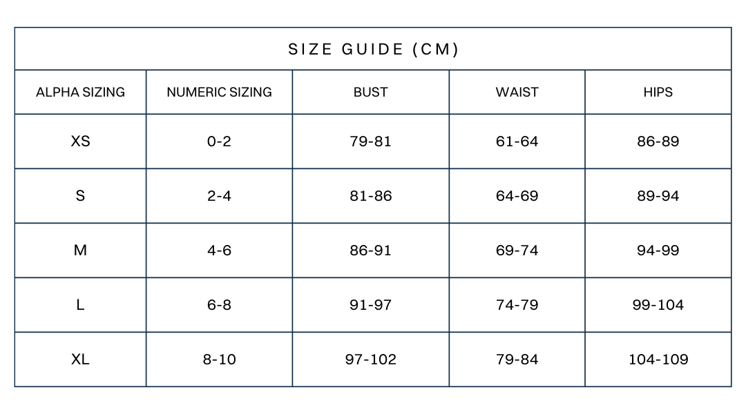 AMERICAN THREADS SIZE CHART - CENTIMETERS - SIZE GUIDE