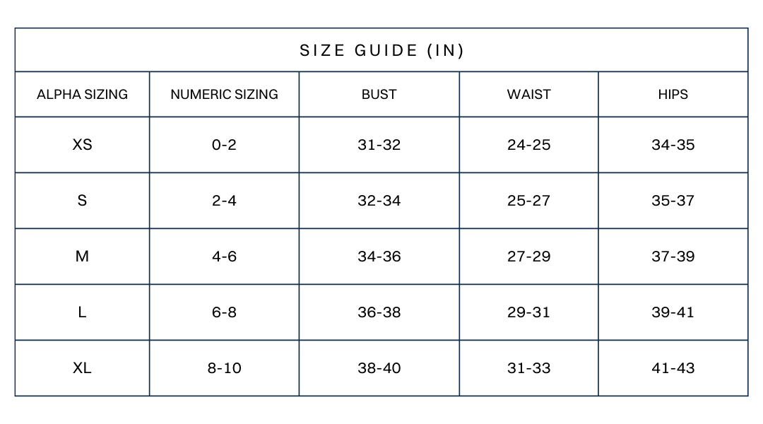 size guide - size chart in inches - american threads - women's sizing