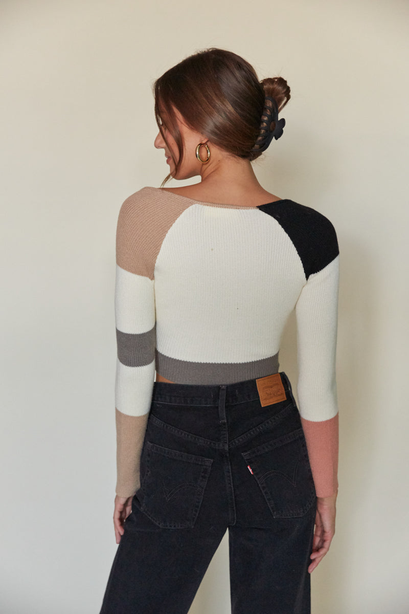 Carina Long Sleeve Colorblock Sweater