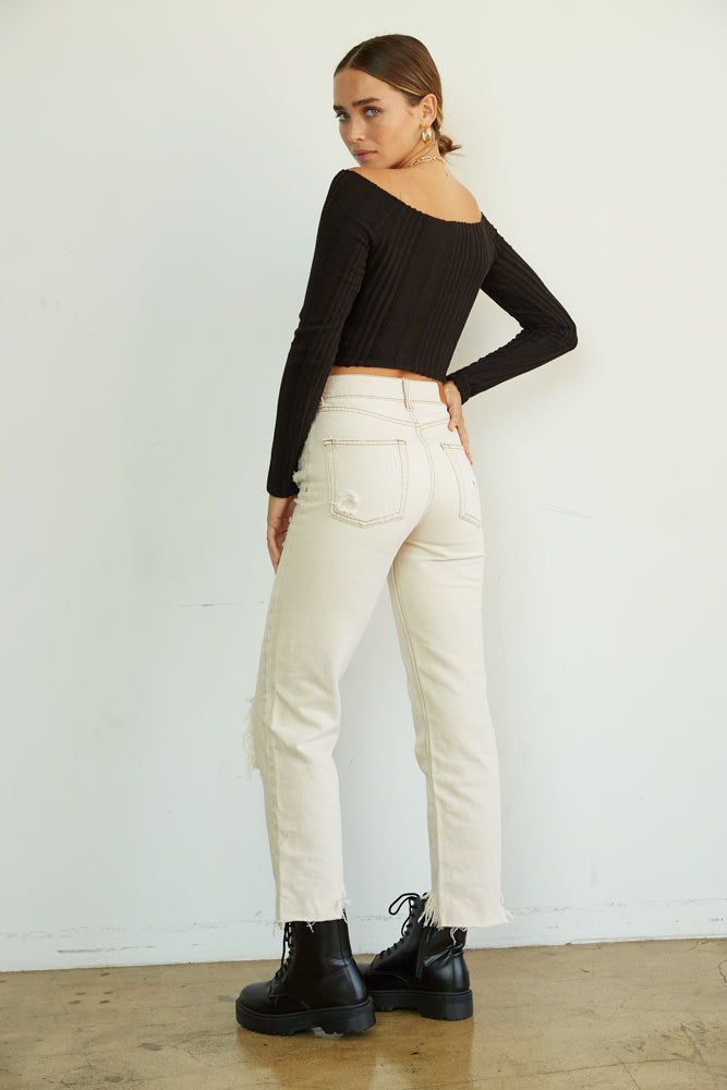 BDG Pax Destroyed Jeans In Nude