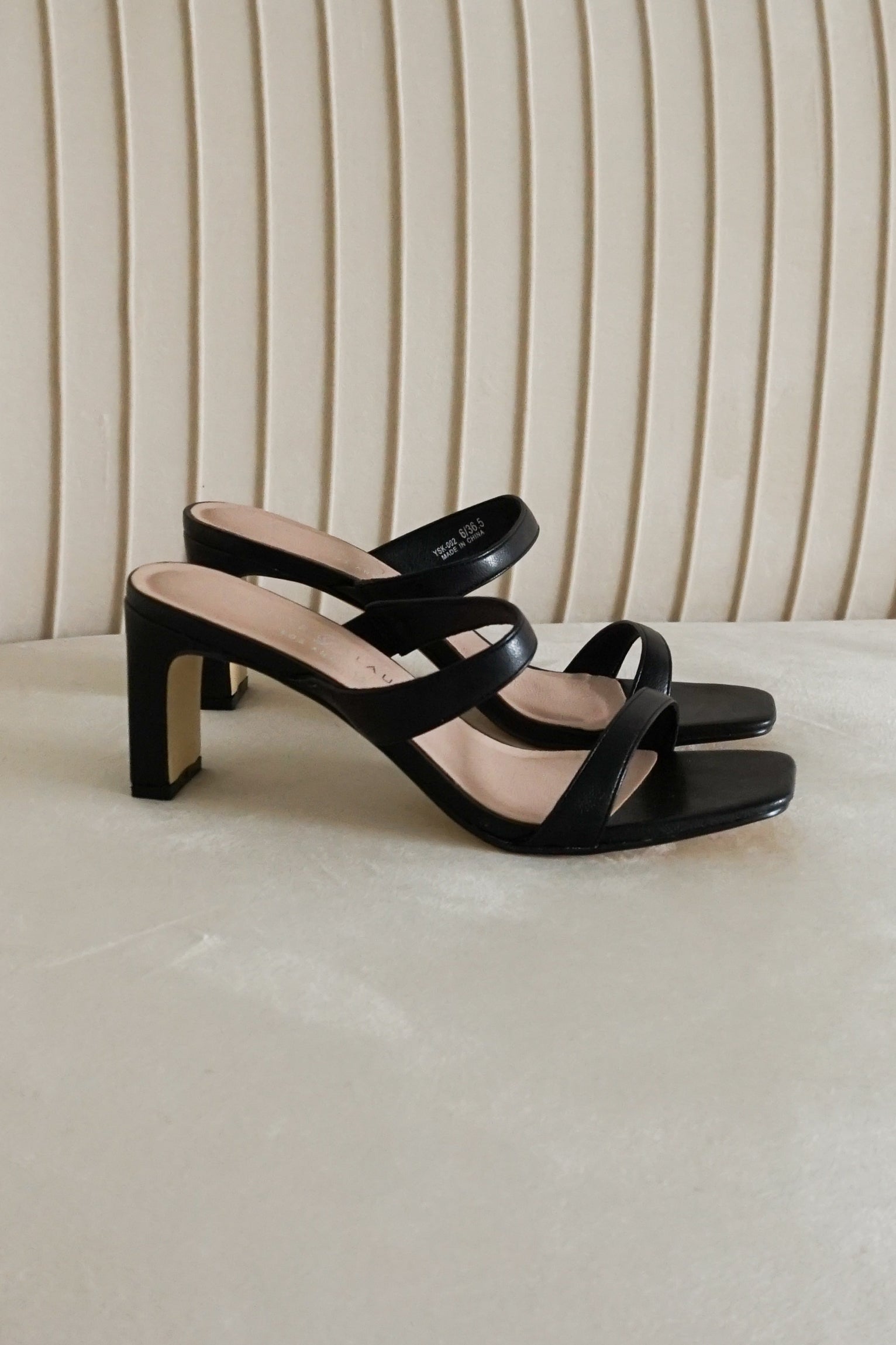 Yanti Double Strap Block Heel in Black