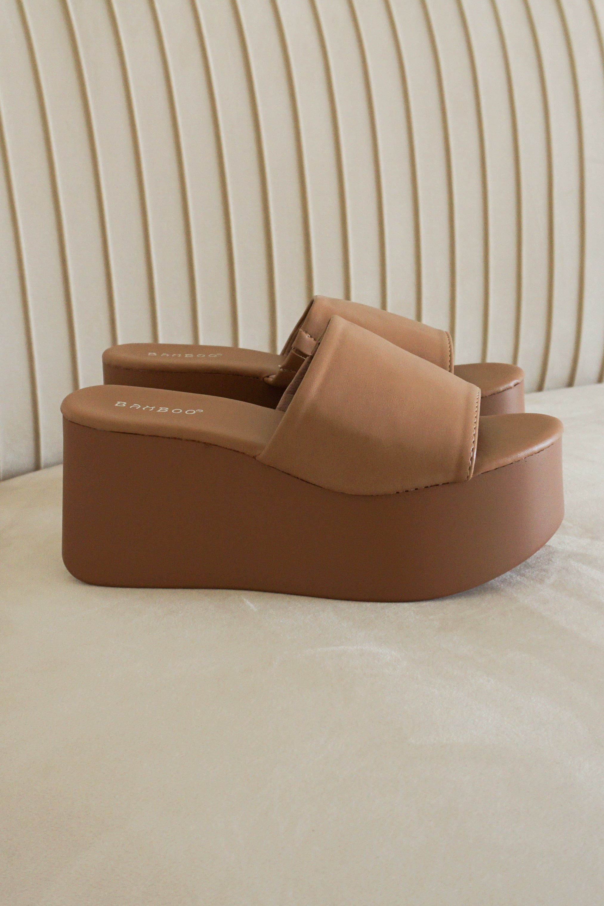 Dominique Wedge Platform Sandals in Tan