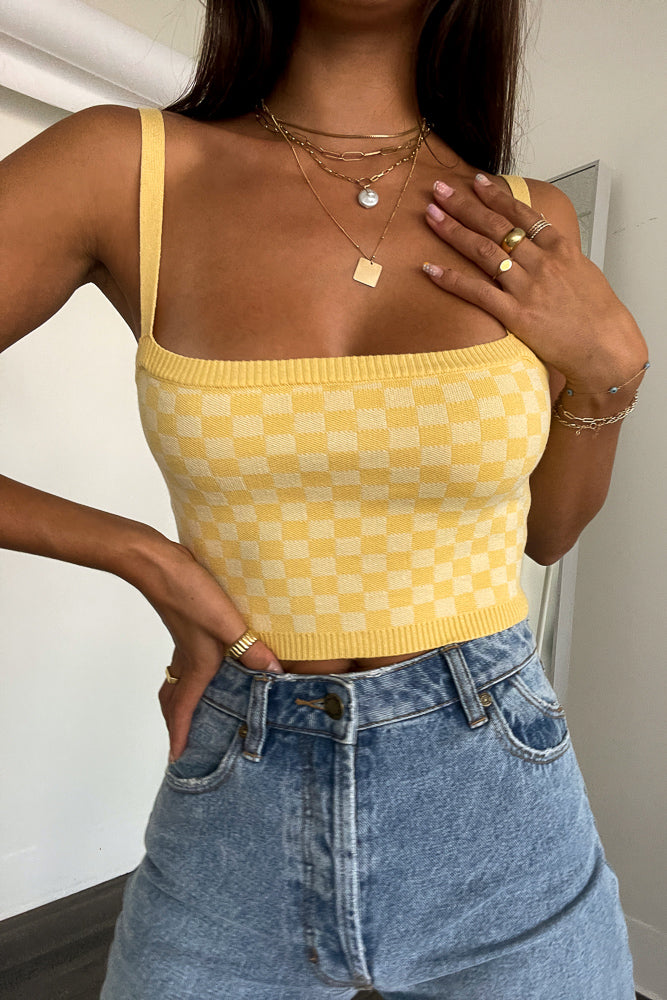 Suki Checkered Crop Top