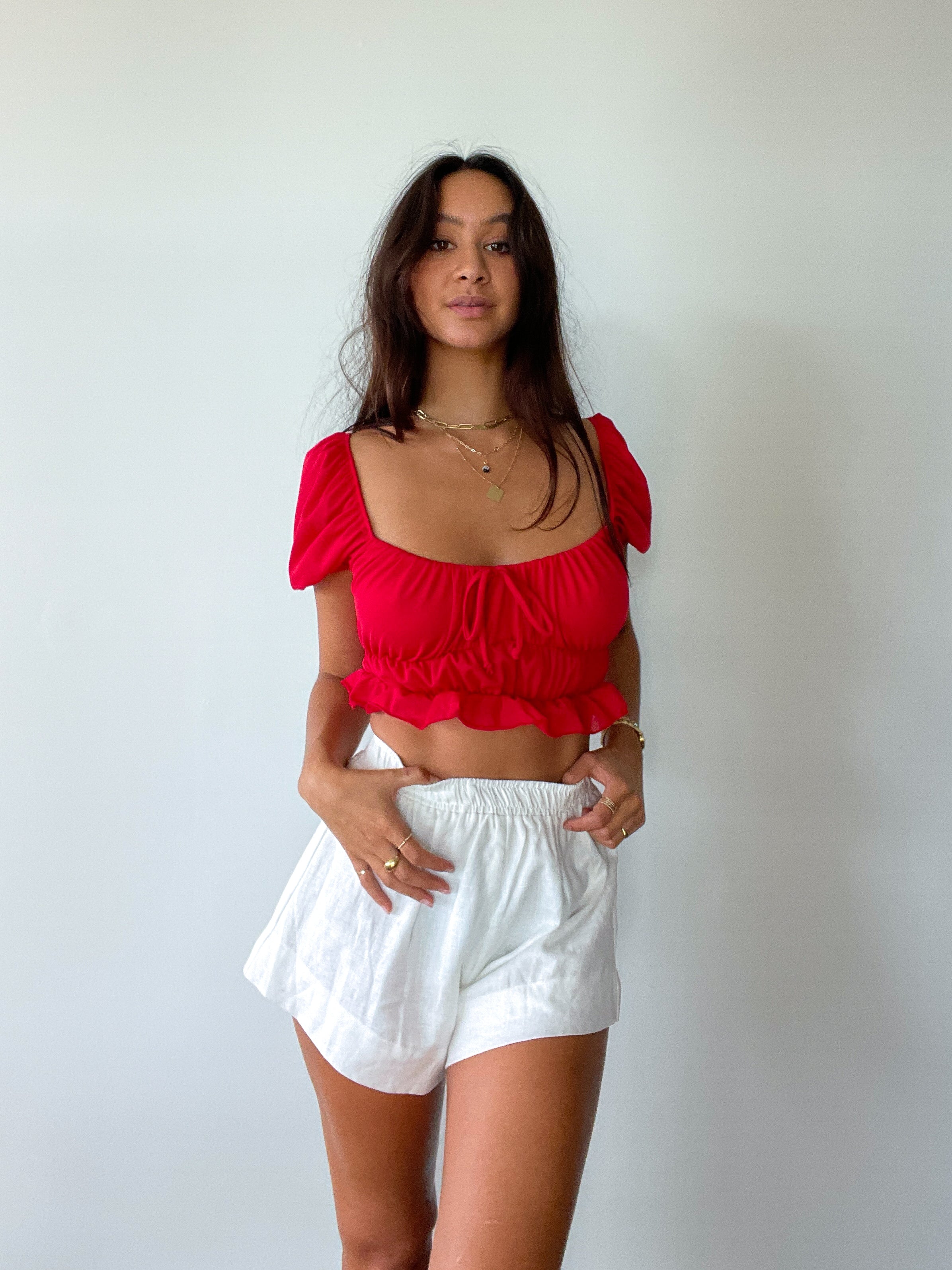 Zoey Puff Sleeve Crop Top