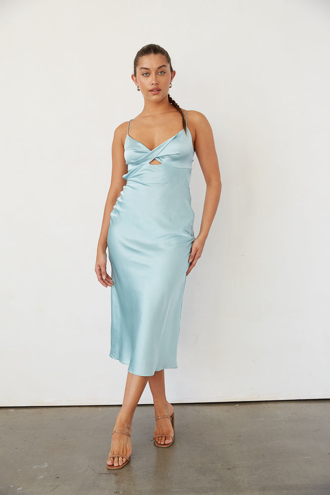 Leila Strapless Satin Slip Midi Dress • Shop American Threads Women's  Trendy Online Boutique