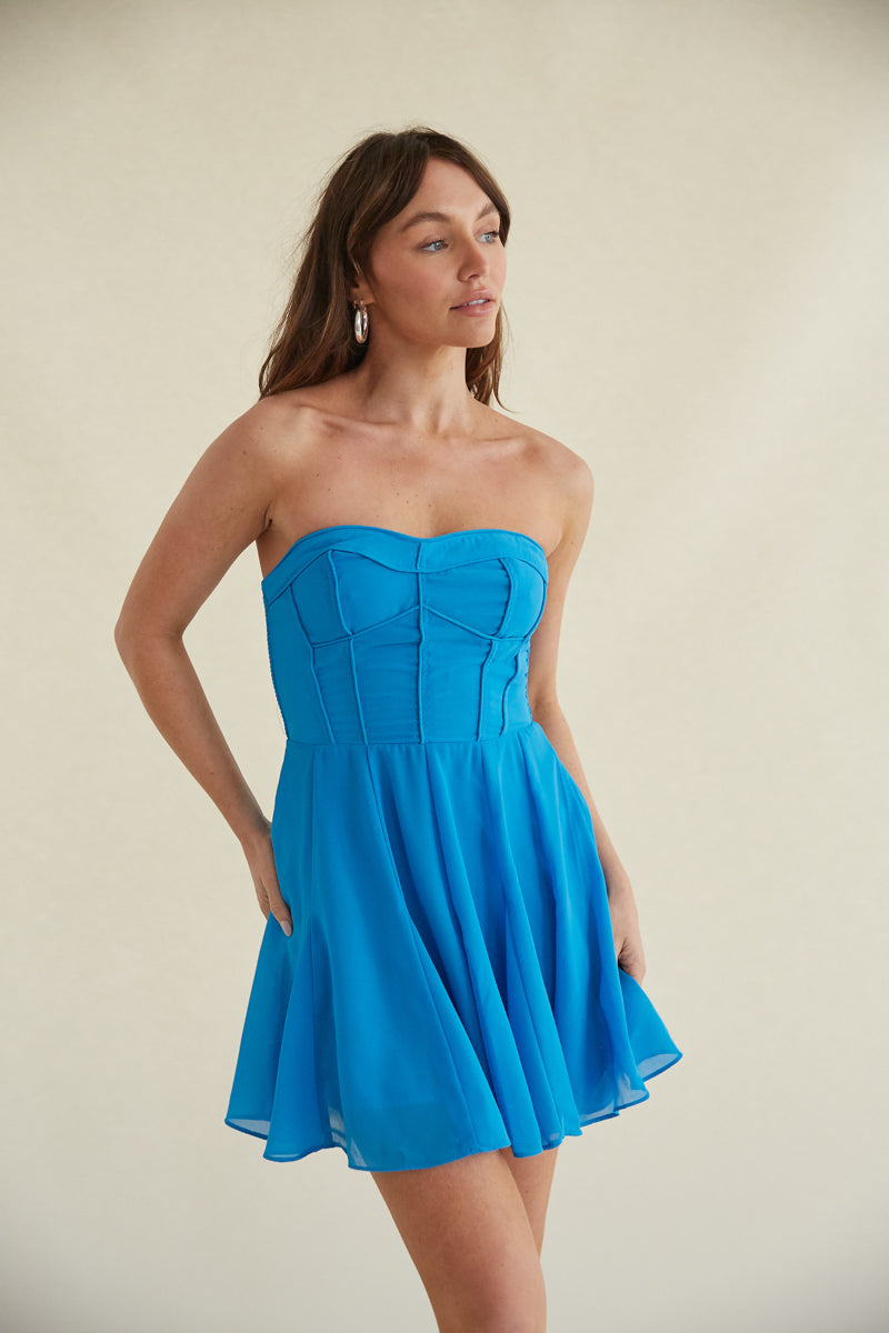 Heloise Chiffon Bustier Mini Dress