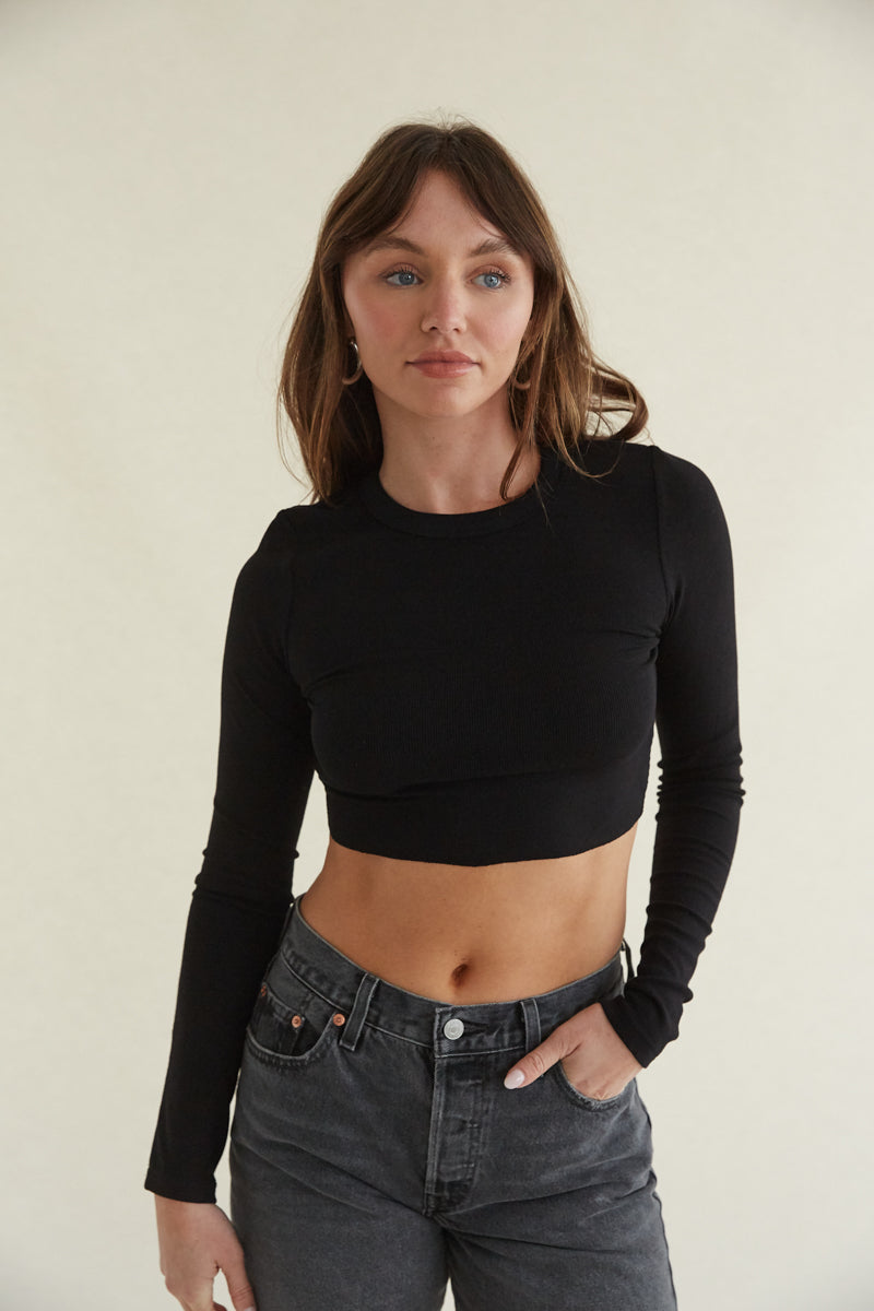 Rachel Ribbed Long Sleeve Crop Top