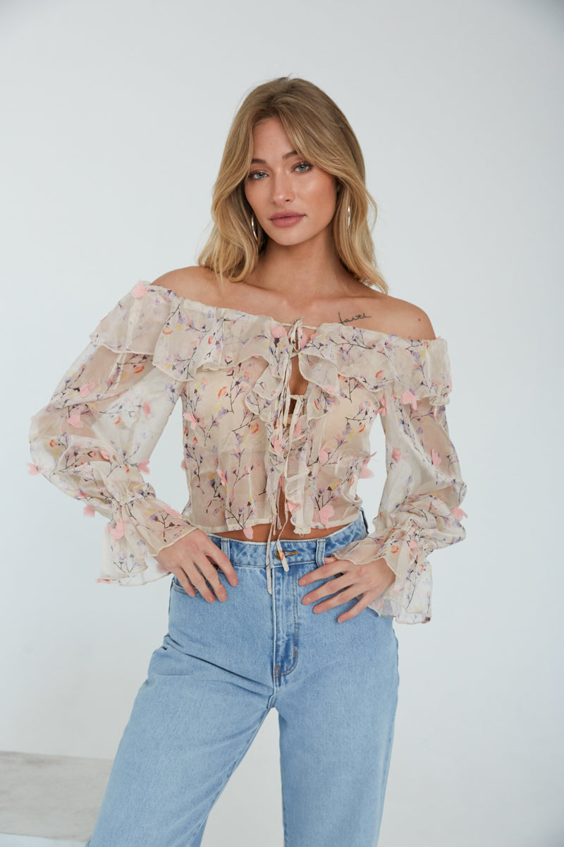 Rome Off-The-Shoulder Chiffon Ruffle Top