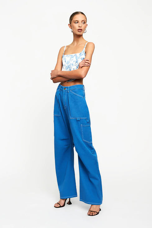 Miami Vice Low Rise Cargo Pants in Blue