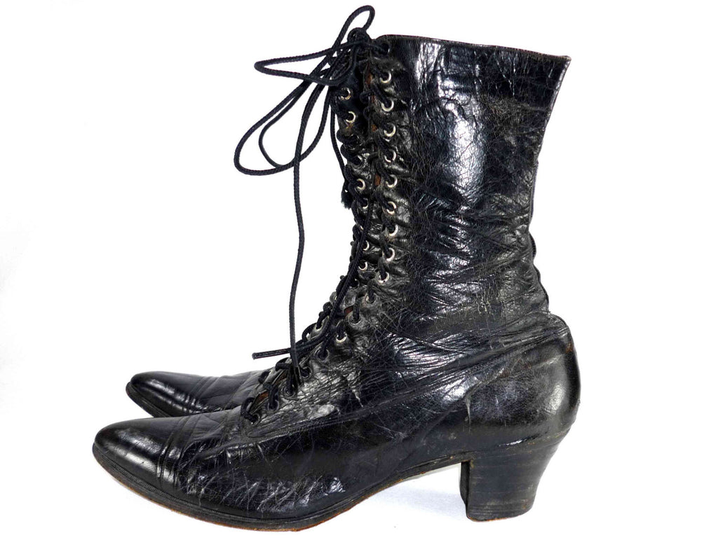 black leather victorian boots