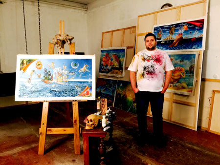 Eugene Poliarush in his studio