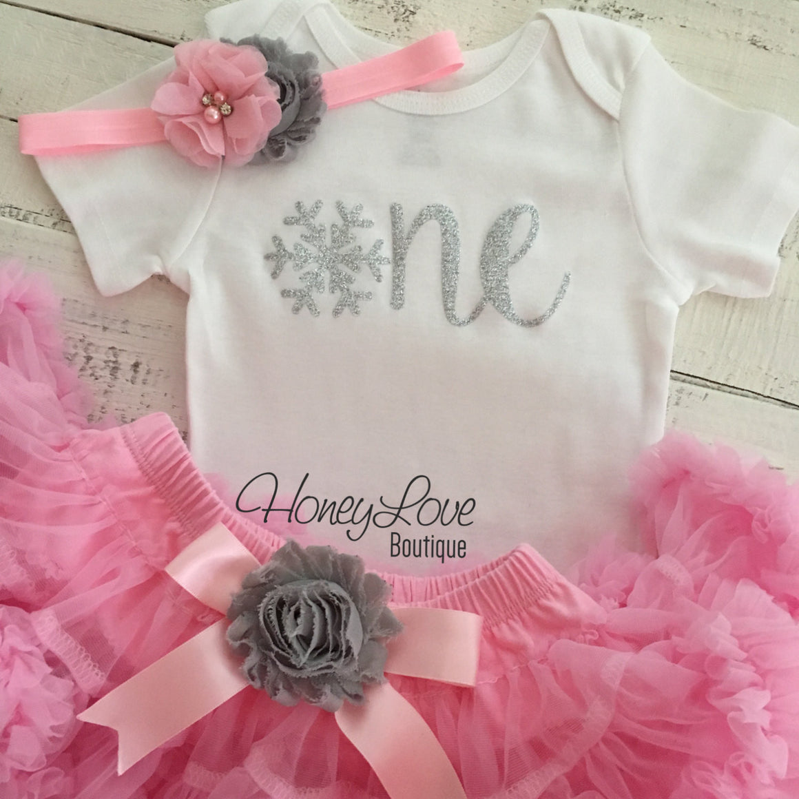 Winter Onederland 1st Birthday Outfit Light Pink Gray And Silver Gl