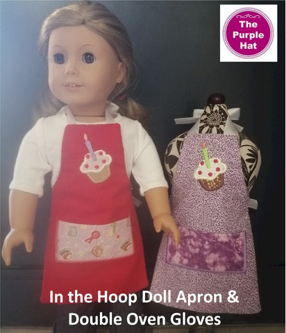 ITH Fully Reversible Half Apron and Oven Mitts for 18 inch doll