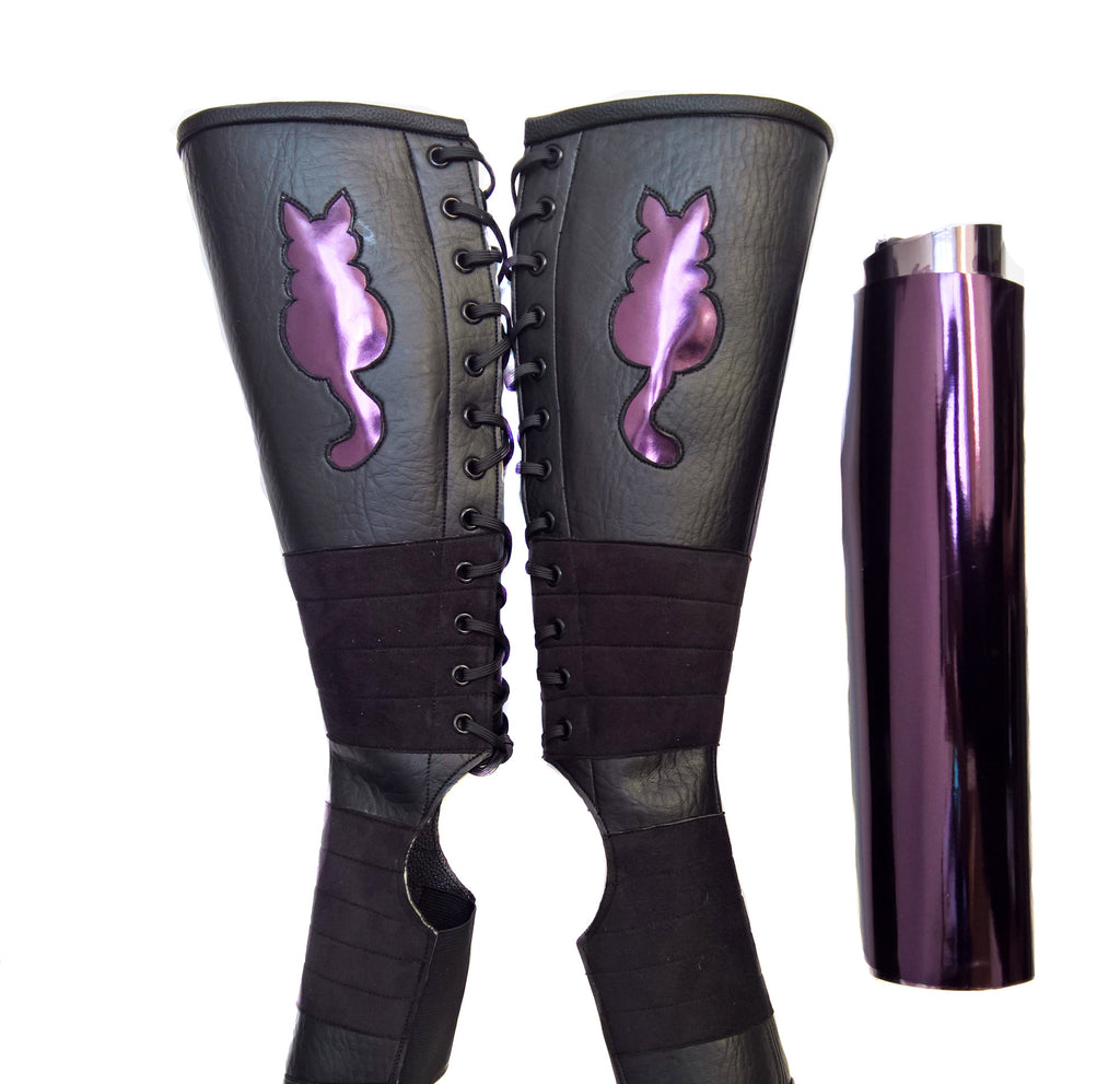 purple metallic boots