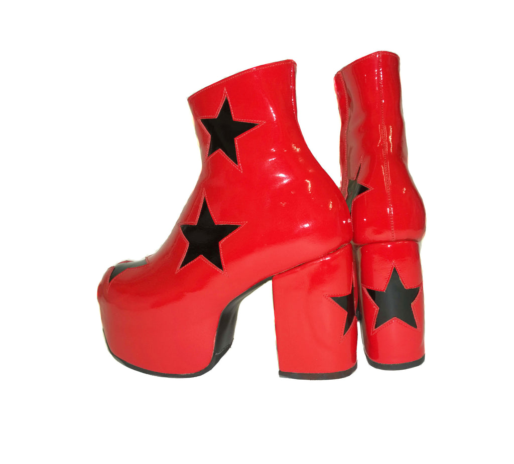 patent leather boots red