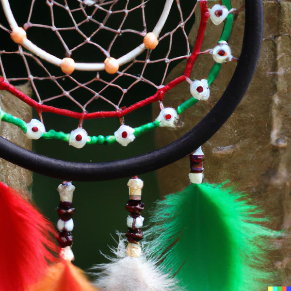 Dream catcher with wood beads