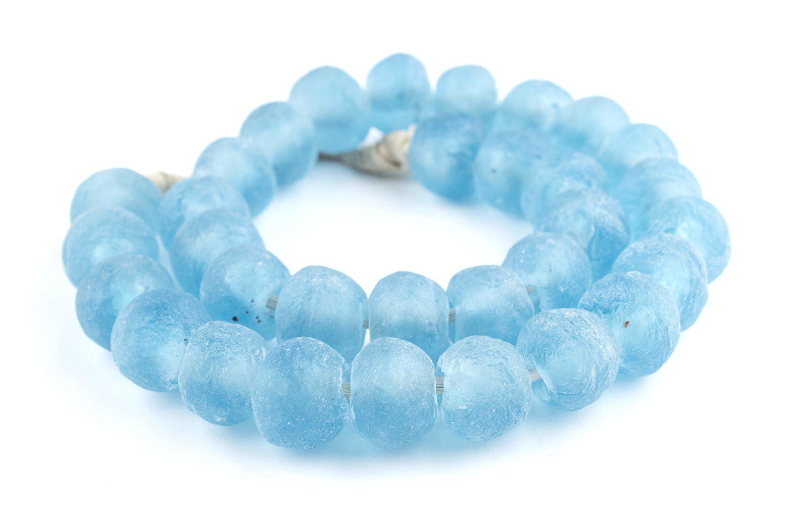 Jumbo Baby Blue Recycled Glass Beads (23mm)