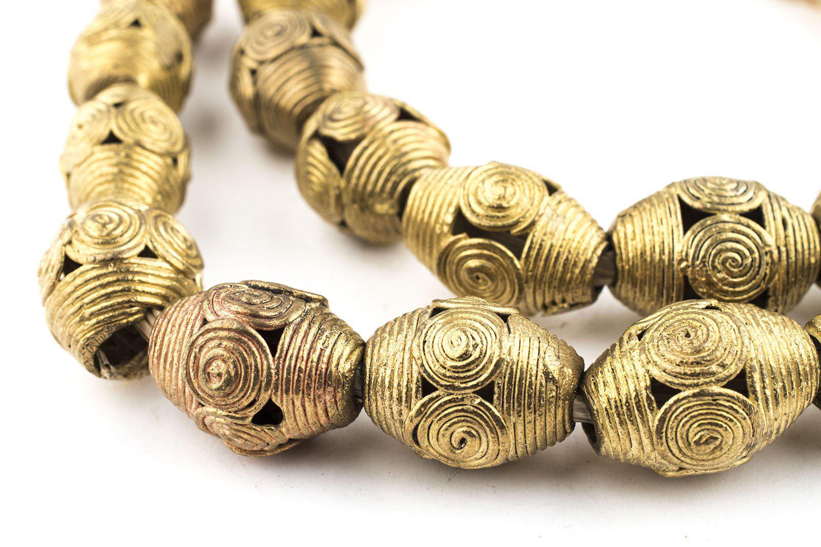 Cameroon-Style Brass Filigree Oval Beads (26x18mm) – The Bead Chest