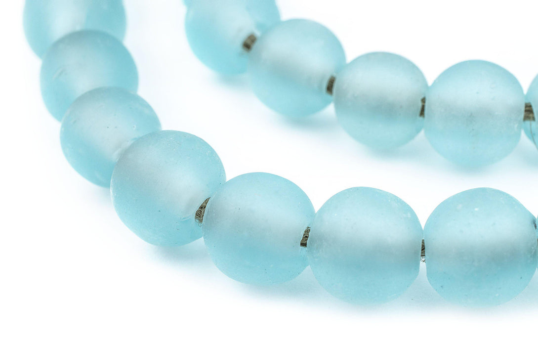Clear Marine Frosted Sea Glass Beads (14mm) — The Bead Chest