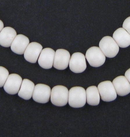 Carved White Bone Beads - Full Strand of Fair Trade Artisanal African Beads - The Bead Chest (Criss Cross Eye), Adult Unisex, Size: Large