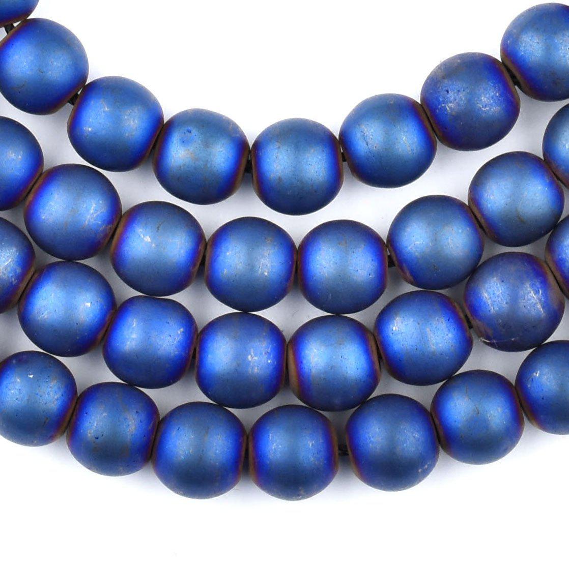 Blue Round Electroplated Hematite Beads (8mm) — The Bead Chest