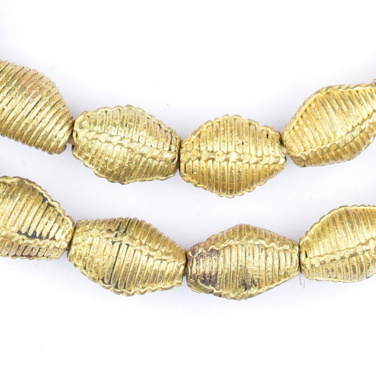 Ivory Coast Style Wound Bicone Ghana Brass Beads (18x12mm) — The Bead Chest