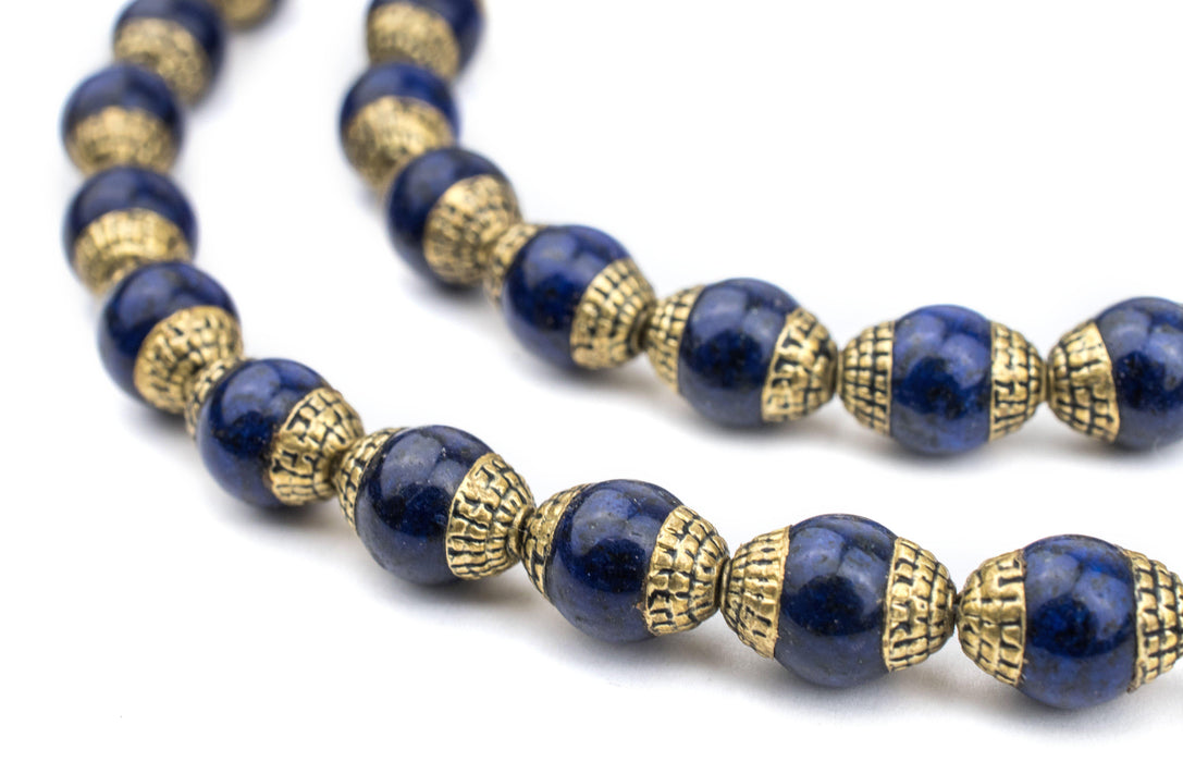Lapis Nepali Brass Capped Beads — The Bead Chest