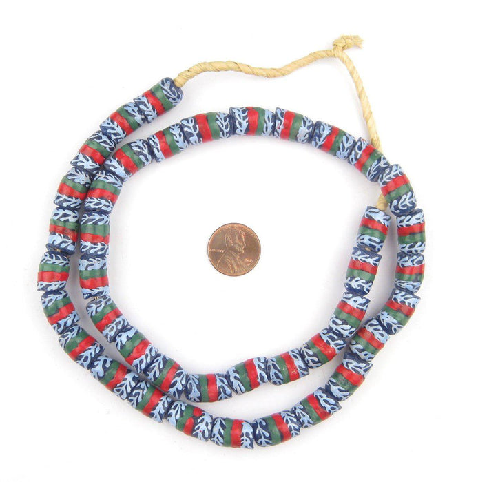Blue Laurel Krobo Cylinder Beads — The Bead Chest