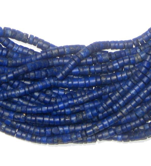 Thebeadchest Lapis Lazuli Cylinder Beads 3mm Afghanistan Blue Gemstone 13-15 inch Strand, adult Unisex, Size: One Size