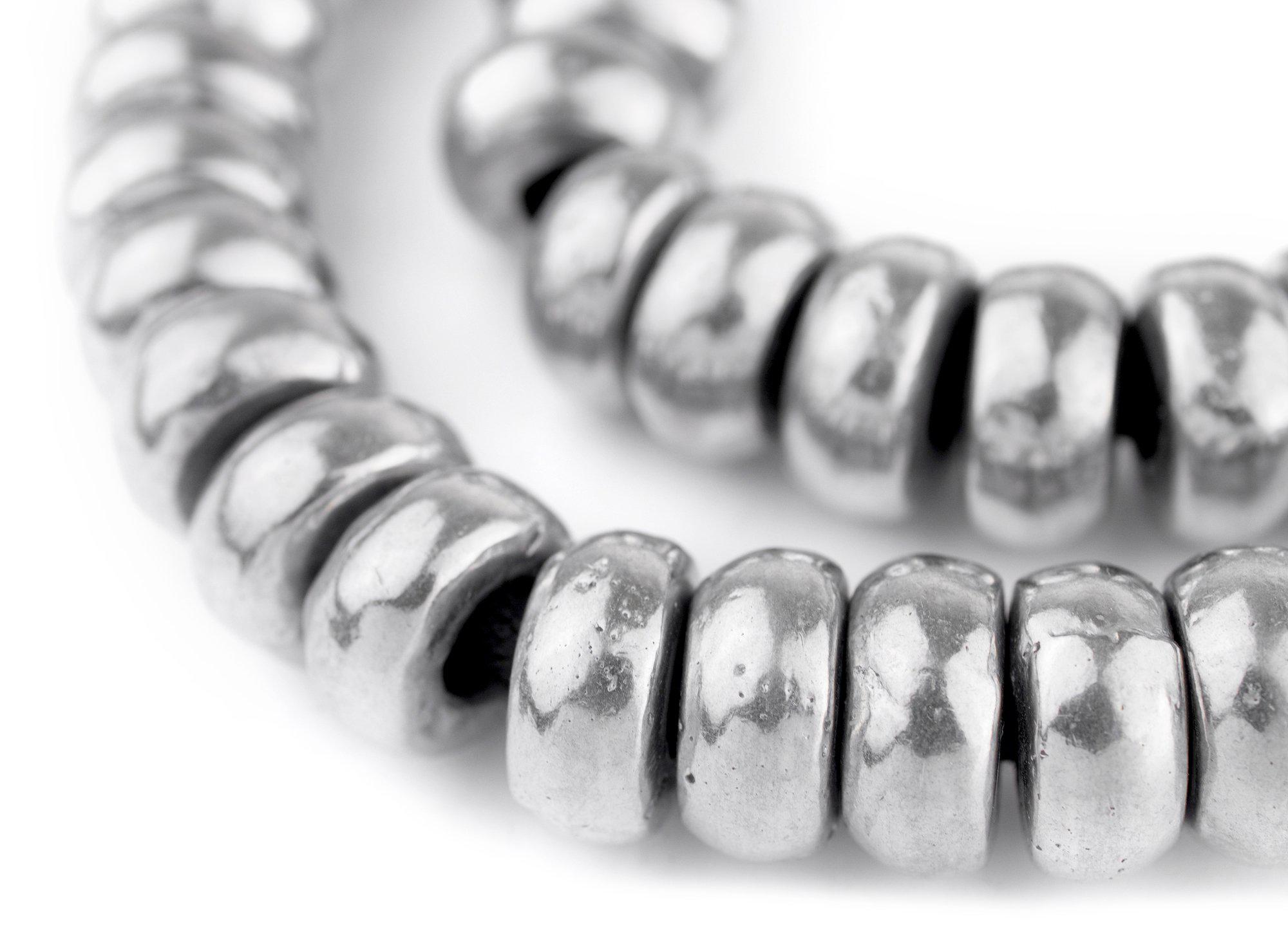 flat silver beads