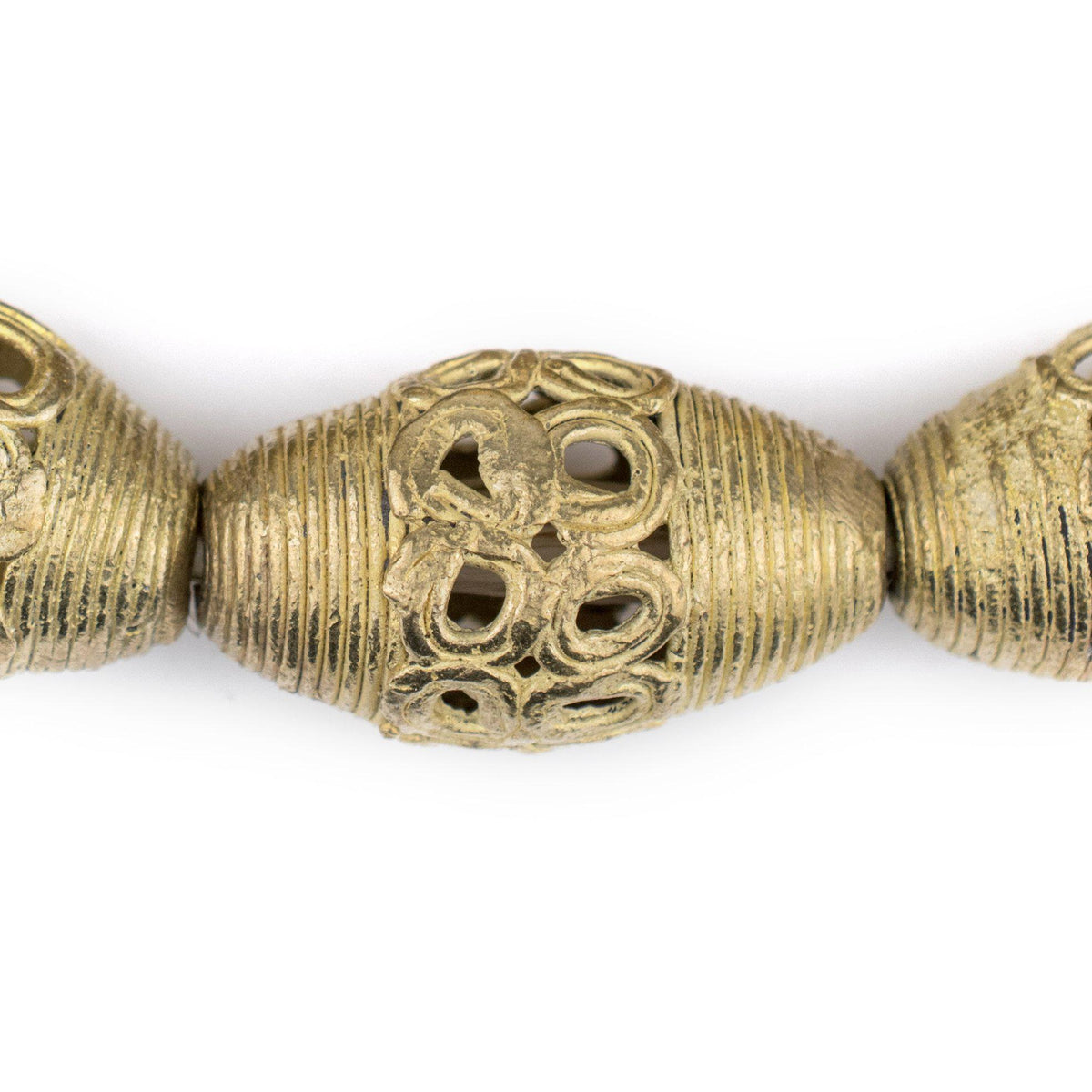 Jumbo Bicone Ghana Brass Filigree Beads (34x21mm) — The Bead Chest