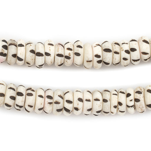 Carved White Bone Beads - Full Strand of Fair Trade Artisanal African Beads - The Bead Chest (Criss Cross Eye), Adult Unisex, Size: Large