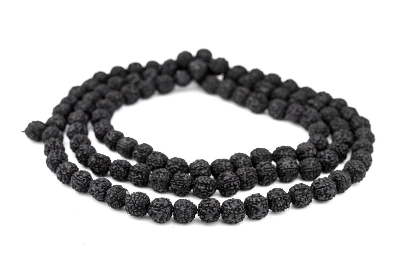Black Rudraksha Mala Prayer Beads (12mm) - The Bead Chest