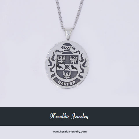 Harper family crest pendant silver