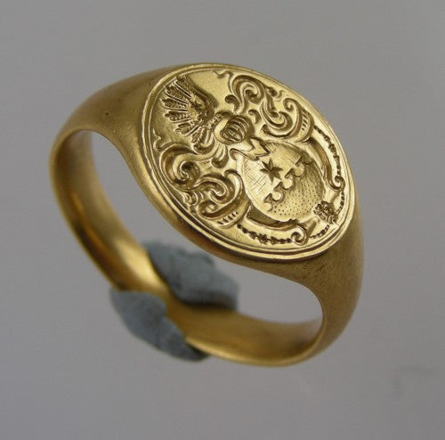 Vintage Ring Medieval Ring Carved Ring Manly Ring Crest 