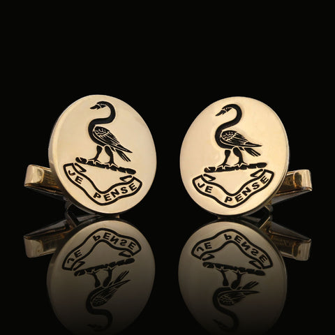 Custom gold family crest cufflinks