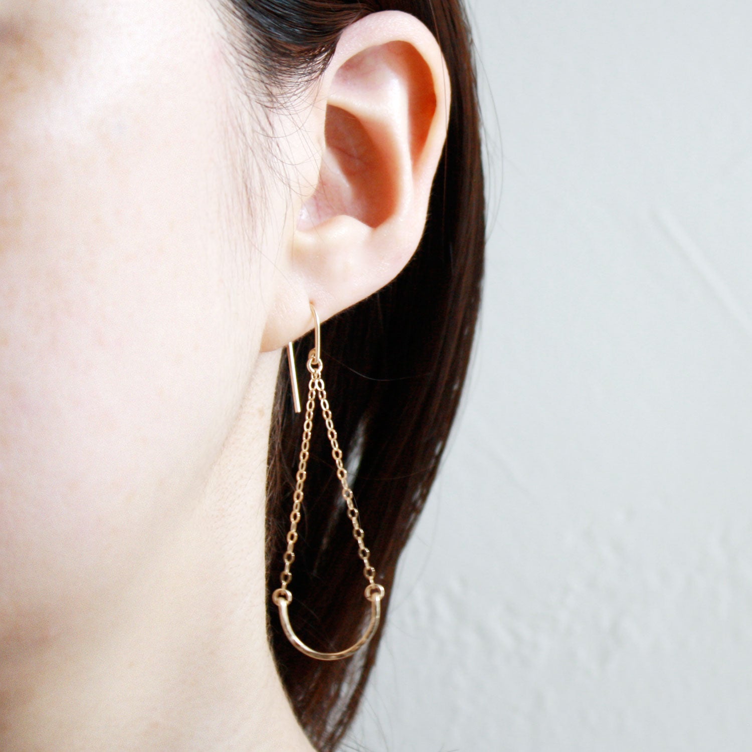 Hammered Dangle Earrings - Half Circle