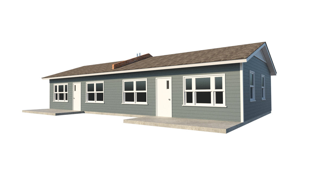 One Story Duplex House Plans DIY 1 Bedroom Tiny Home Building Plan