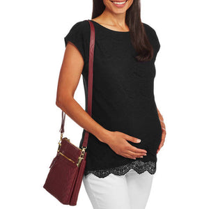 Faded Glory Maternity Short Sleeve Lace Front Top