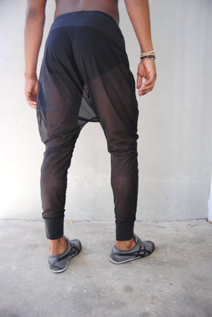 black mesh joggers