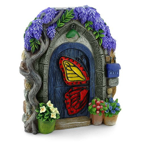 Papillon Butterfly Solar Fairy Door: Fairy Garden Landscaping Miniature Door - Baby Feathers Gift Shop