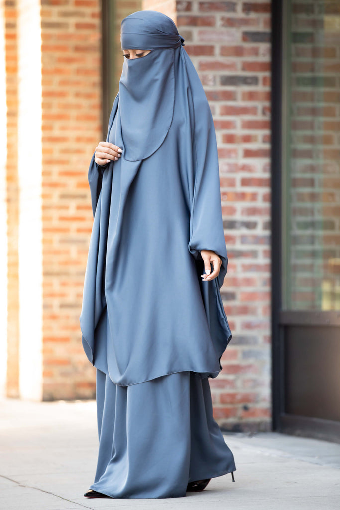 Mahasen Jilbab Set in Steel Blue