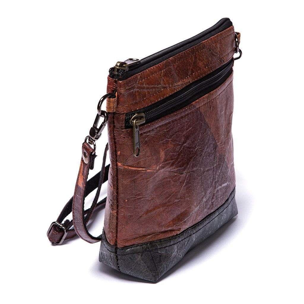 Brown Leaf Leather Shoulder Bag with Black Color Accent | Tree Tribe