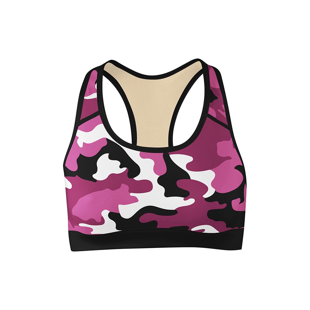 Pink Camo Sports Bra - Women's Tops for Yoga, Gym, Running, Cycling