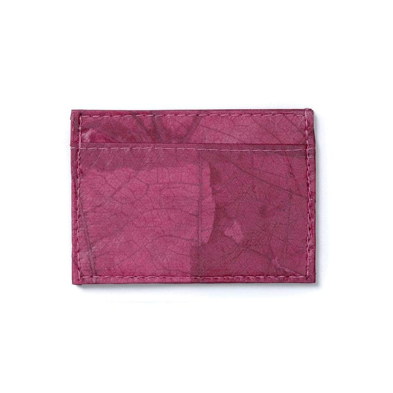 Handmade Leaf Leather Slim Wallet - Pink Rose