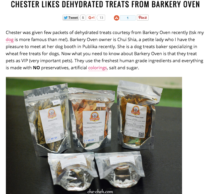 Che-Cheh: Chester Likes Dehydrated Treats From Barkery Oven